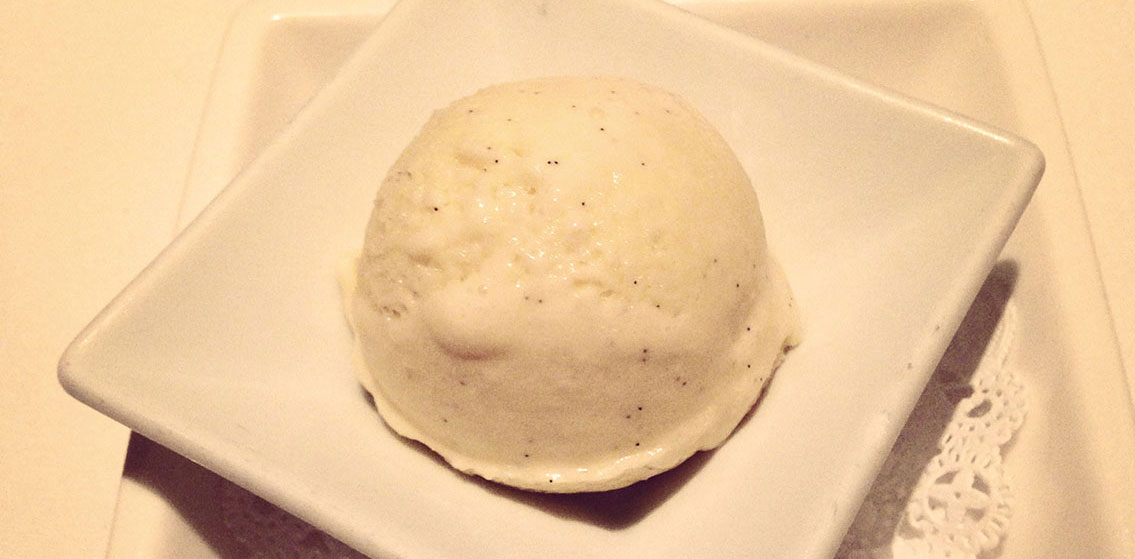 a single scoop of vanilla ice cream